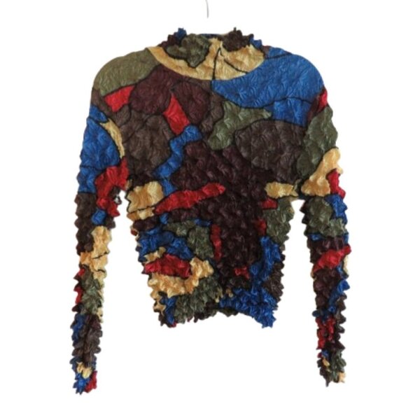 BRAIN DEAD Scrunch Crinkle Pleated Abstract Artsy Colorful Pullover Top Sz S/M - Picture 1 of 16